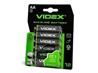 Батарейки LR6 VIDEX Alkaline АА-12 ШТУК, пальчикова