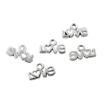 Подвеска Finding Кулон LOVE сердце Античное серебро 12 мм x 7 мм