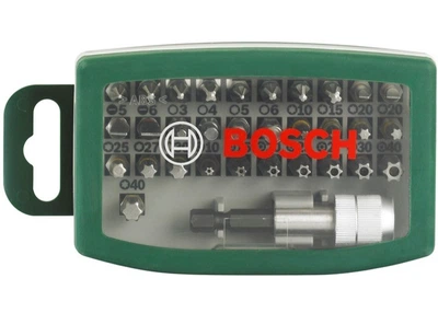 Набор бит Bosch с магнитным битодержателем, SL, PH, PZ, HEX, T длина 25мм, в кейсе 32 шт (2.607.017.063)