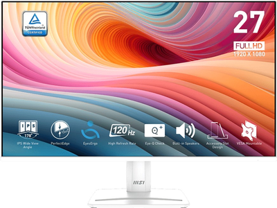 Монітор MSI 27" PRO MP275W E2 IPS White; 1920 x 1080 (120 Гц), 1 мс, 1 VGA, 1xHDMI