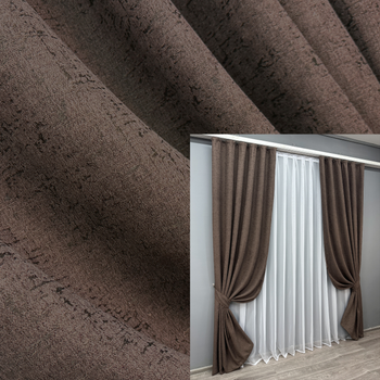 Комплект готових штор VR-Textil Льон № 1750ш Венге 150х270 см 2 шт (33-0643)