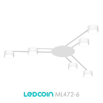 Люстра ML472-6 бiла Ledcoin на 6 ламп GX53 (стельовий світильник під змінні LED лампи) Ø1000х55 мм