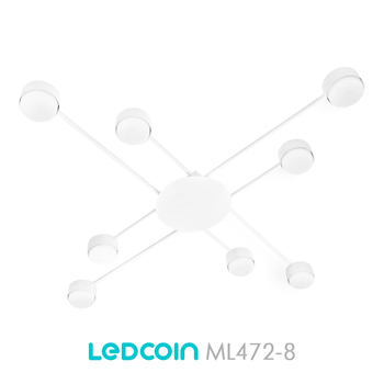 Люстра ML472-8 бiла Ledcoin на 8 ламп GX53 (стельовий світильник під змінні LED лампи) Ø1000х55мм
