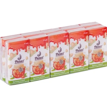 Салфетки косметические Parus Клубника 2 слоя 10 шт. х 10 пачек (4820044170158)
