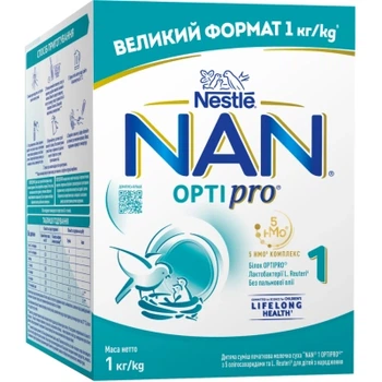 Детская смесь Nestle NAN 1 Optipro с 5 олигосахаридами и L. Reuteri для детей с рождения 1 кг (1000003)