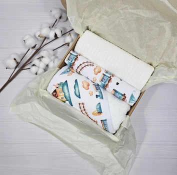 Набор для младенцев: плед, пеленка и полотенце a.l.babybox Паровозик Белый