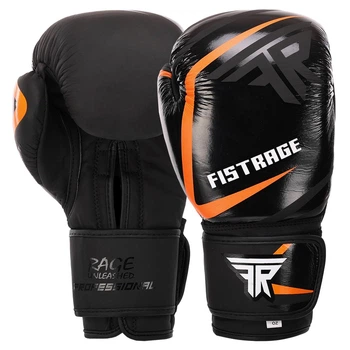 Перчатки боксерские кожаные Fistrage Fight Gear 4279 размер 14 унций Black-Orange