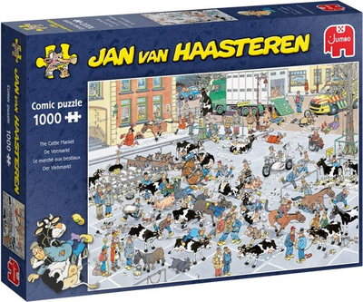 Puzzle Jumbo Jan van Haasteren Targ bydła ViehMarkt 1000 elementów (8710126190753)