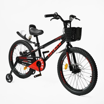 Дитячий двухколісний велосипед TAYGER 20" CORSO TG-82241 алюмінієва рама дискові гальма додаткові колеса кошик бутилочка