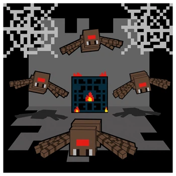 Набор для творчества Santi Картина по номерам Minecraft "Майнкрафт - Пещера с пауками" 25х25 см набор акриловых красок + 2 кисти (955473)