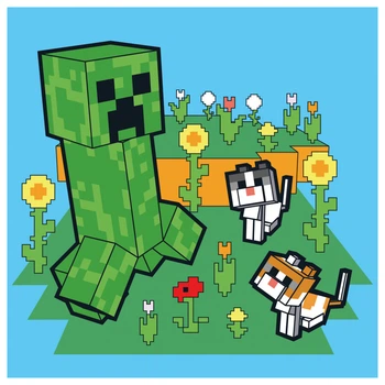 Набор для творчества Santi Картина по номерам Minecraft "Майнкрафт - Крипер и котики" 25х25 см набор акриловых красок + 2 кисти (955469)