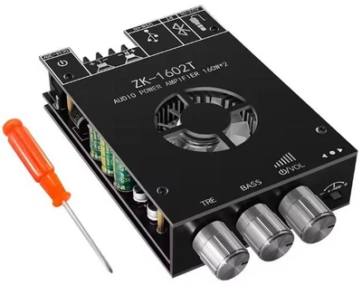 Підсилювач потужності ZK-1602T Bluetooth 5.0, 2×100 Вт, TDA7498E, Чорний