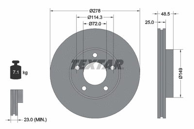 Диск тормозной NISSAN LAFESTA, HAIMA (FAW), MAZDA (CHANGAN), TEXTAR (92130303)