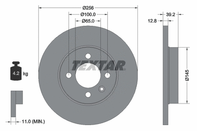 Диск тормозной VW, CHERY COWIN, SEAT INCA, TEXTAR (92041703)