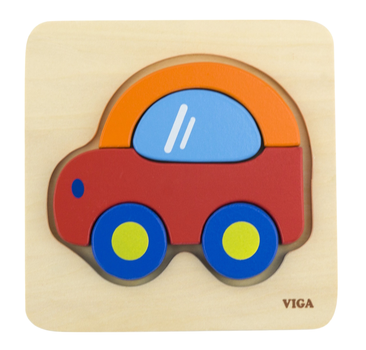 Drewniany mini puzzle Viga na podkładce Samochód 50172 (6934510501723)