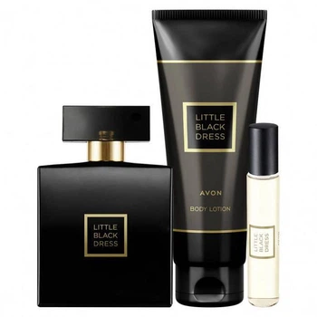 Парфюмерный набор Avon Little Black Dress для Нее 3-в-1 Парфюмированная вода Avon Little Black Dress 50 мл + Парфюмированный лосьон для тела Little Black Dress 125 мл + Мини-спрей Little Black Dress 10 мл