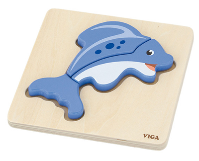 Drewniany mini puzzle Viga na podkładce Rybka 59934 (6934510599348)