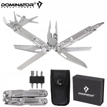 Мультитул Dominator серебристый 14в1 инструмент с битами чехлом для ремонта кемпинга