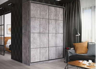 Шкаф купе двухдверный ALTO Black (120.1х45х220) Бетон