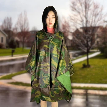 Дощовик на заклепках з капюшоном Raincoat, водостійка накидка-пончо від дощу та вітру, для дорослих, універсальний розмір, для туризму, рибалки, походів, полювання, UDNP-1-Camouflage