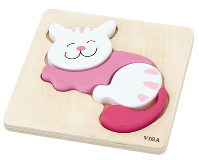 Drewniany mini puzzle Viga na podkładce Kot 59930 (6934510599300)