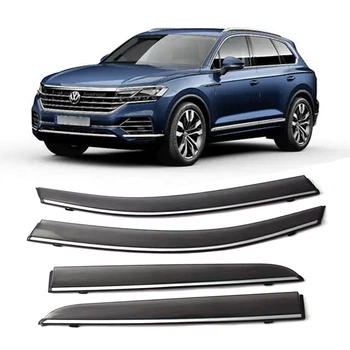Дефлектори вікон Volkswagen Touareg 2018- повний комплект (Молдин з нержавіючої сталі)