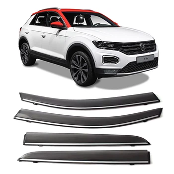 Дефлектори вікон Volkswagen T-Roc 2018- повний комплект (Молдин з нержавіючої сталі)
