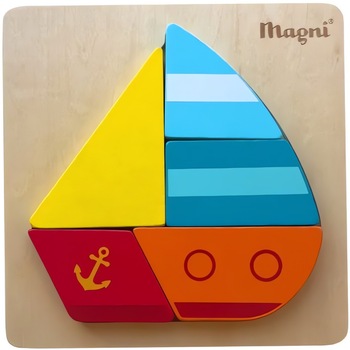 Drewniane puzzle Magni Statek 5 elementów (5707594038666)