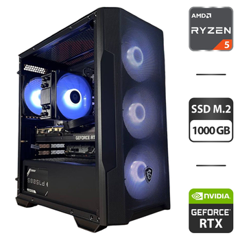 Сборка под заказ: компьютер MSI MAG Forge M100R Black Tower / AMD Ryzen 5 7500F (6 (12) ядер по 3.7 - 5.0 GHz) / 32 GB DDR5 / 1000 GB SSD M.2 / nVidia GeForce RTX 3080, 10 GB GDDR6X, 320-bit / 750W