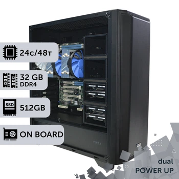Двопроцесорна робоча станція PowerUp #181 Xeon E5 2690 v3 x2 / 32 GB / SSD 512GB / Int Video спеціалізована багатопроцесорна обчислювальна для розробки