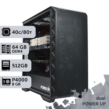 Двухпроцессорная рабочая станция PowerUp #446 Xeon E5 2673 v4 x2 / 64 GB / SSD 512GB / NVIDIA Quadro P4000 8GB специализированная многопроцессорная вычислительная для разработки