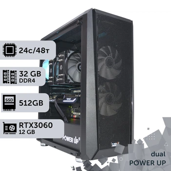 Двухпроцессорная рабочая станция PowerUp #306 Xeon E5 2690 v3 x2 / 32 GB / SSD 512GB / GeForce RTX 3060 12GB специализированная многопроцессорная вычислительная для разработки