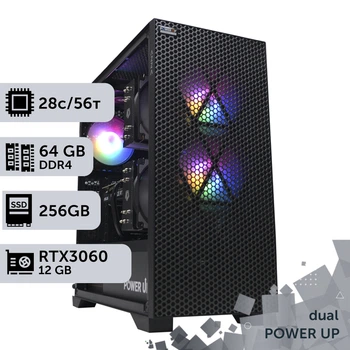 Двухпроцессорная рабочая станция PowerUp #200 Xeon E5 2680 v4 x2 / 64 GB / HDD 1 TB / SSD 256GB / GeForce RTX 3060 12GB специализированная многопроцессорная вычислительная для разработки