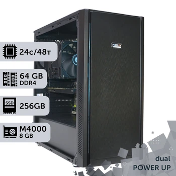 Двухпроцессорная рабочая станция PowerUp #204 Xeon E5 2690 v3 x2 / 64 GB / HDD 1 TB / SSD 256GB / NVIDIA Quadro M4000 8GB специализированная многопроцессорная вычислительная для разработки