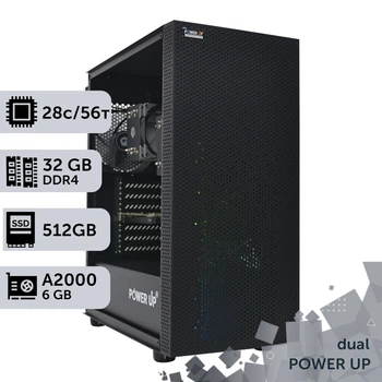 Двухпроцессорная рабочая станция PowerUp #284 Xeon E5 2680 v4 x2 / 32 GB / SSD 512GB / NVIDIA Quadro RTX A2000 6GB специализированная многопроцессорная вычислительная для разработки
