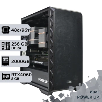 Двопроцесорна робоча станція PowerUp #433 AMD EPYC 7F52 x2 / 256 GB / SSD 2TB / GeForce RTX 4060 8GB спеціалізована багатопроцесорна обчислювальна для розробки