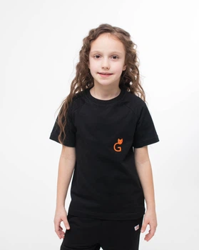 Футболка для дівчаток з логотипом Ginger Cat 122 см Чорний