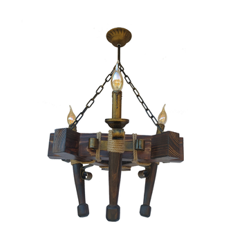 Люстра подвесная деревянная свечи Light House LPR-20110/3P цвет коричневый