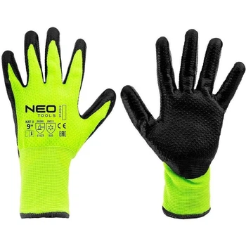 Neo Tools Перчатки рабочие, утепленные, латексное покрытие, полиэстер, р.9, зелено-черные