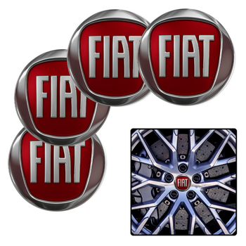 Наклейка на ковпаки FIAT 60мм червона (4шт) Клейкі