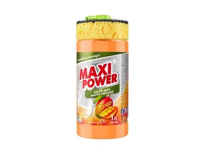 Засіб для миття посуду MAXI POWER 1л (дозатор+губка) Манго