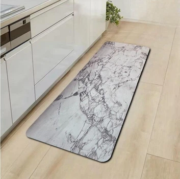 Коврик диатомитовый для кухни/ванной 160х50 см Marmur PREMIUM антискользящий водопоглощающий Серо-белый мрамор