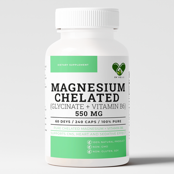 Магній гліцинат + B6 Envie Lab хелат 550 мг. Magnesium Glycinate для нервової системи та сну 240 капсул