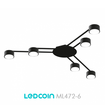 Люстра ML472-6 чорна Ledcoin на 6 ламп GX53 (стельовий світильник під змінні LED лампи) Ø1000х55мм