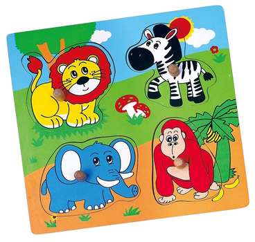 Drewniane puzzle niespodzianka Viga na podkładce z uchwytami Zoo 59563 (6934510595630)