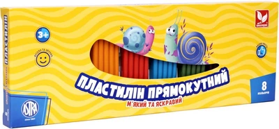 Пластилин восковой Школярик прямоугольный, 8 цветов, 303116002-UA