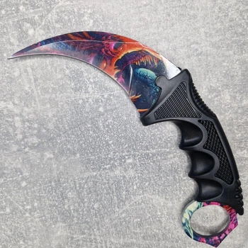 Ніж керамбіт 19 см Karambit K-107 Hyper Beast | Ніж з гри CS:GO | Карамбіт кіготь звір Лезо-малюнок