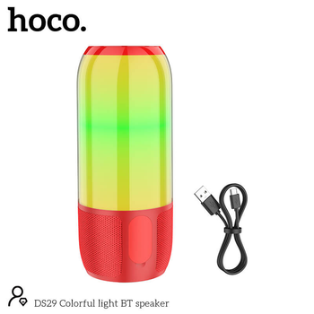 Колонка портативная Hoco DS29 Colorful light BT speaker |BT5.0, AUX, FM, TF, USB| Red