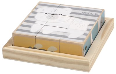 Zestaw drewnianych puzzli - kostek Viga PolarB na podkładce Zwierzątka, 9 elementów 44024 (6971608440243)