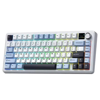Механічна бездротова (Bluetooth + 2,4G) клавіатура з HOT SWAP AULA F75 MAX, TFT Screen Knob, RGB, Reaper switch Mac/Win УКР/АНГЛ Blue (F75MAXB)